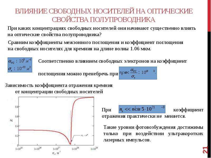 Свойства полупроводников. Оптические свойства полупроводников. Оптическое поглощение в полупроводниках. Край собственного поглощения в полупроводниках. Коэффициент поглощения лазерного излучения металлами.