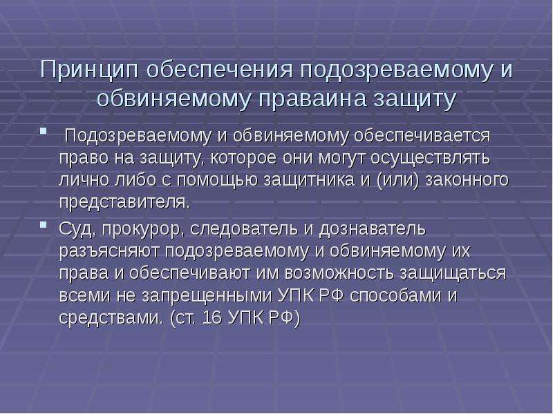 Осуществление полномочий обеспечивается. Принцип обеспечения права подозреваемого и обвиняемого на защиту. Принцип обеспечения права на защиту. Обеспечение обвиняемому права на защиту. Обеспечение подсудимому права на защиту.