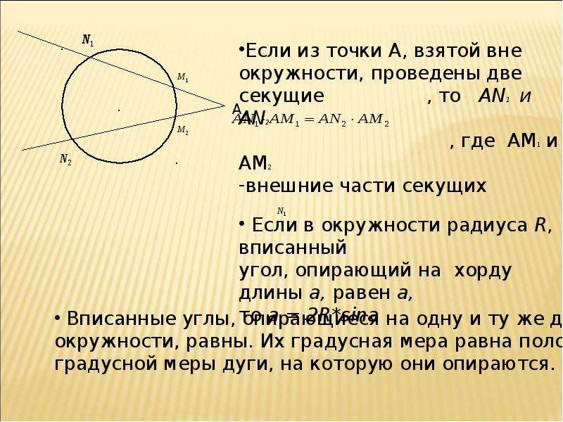 Свойство касательной и секущей 8 класс