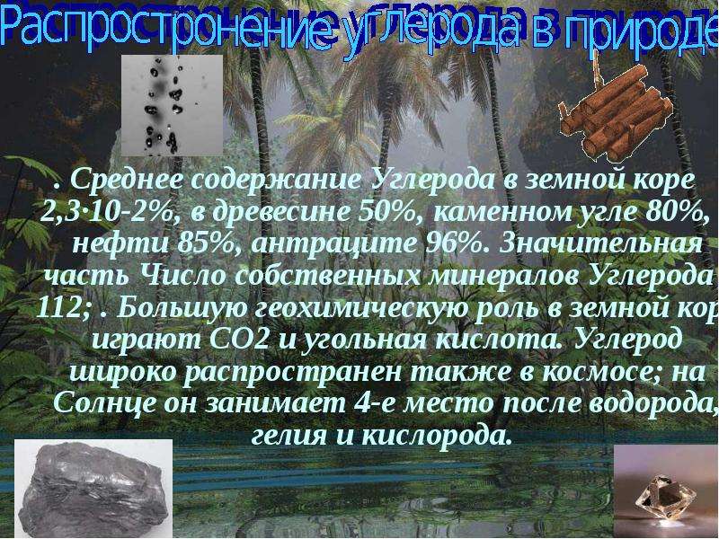 Углерод презентация. Минералы углерода. Содержание углерода в природе. Содержание углерода в земной коре.