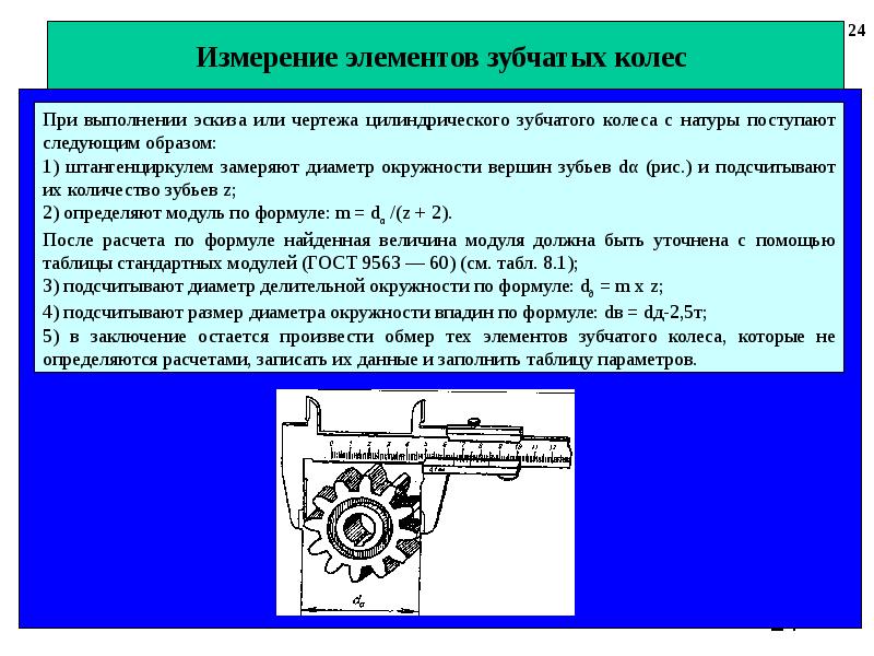 Измерение зубчатого колеса