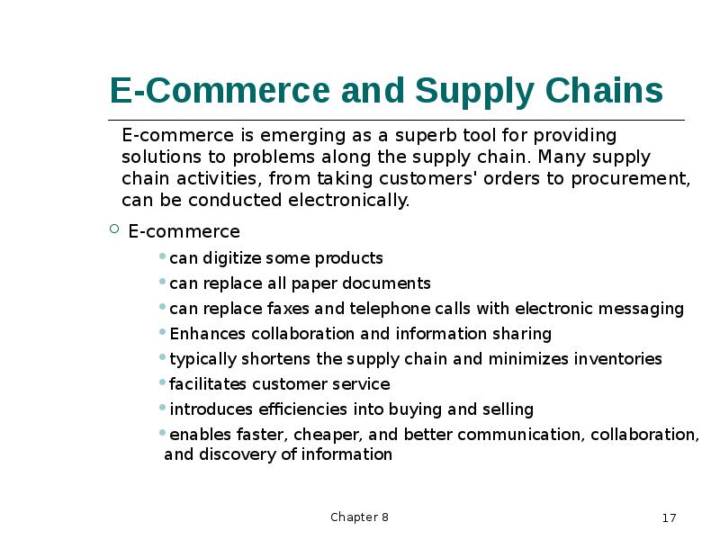E-Commerce and Supply Chains