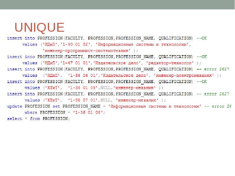 Уникальный sql. Unique база данных. Unique в БД. Property Uniq database.