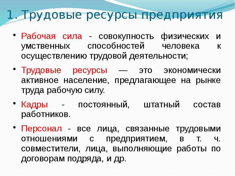 Трудовые ресурсы организации