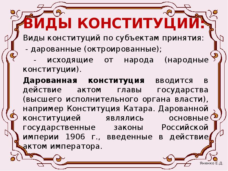 Виды конституции государств