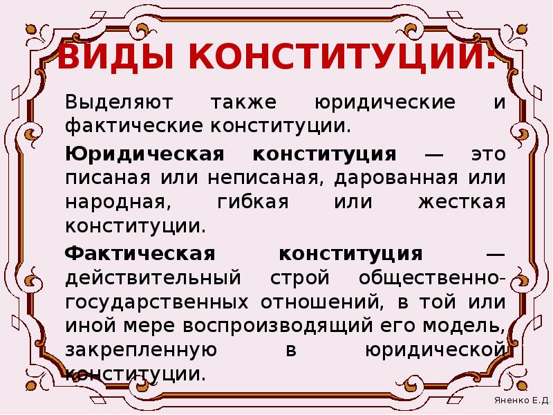 Виды конституций