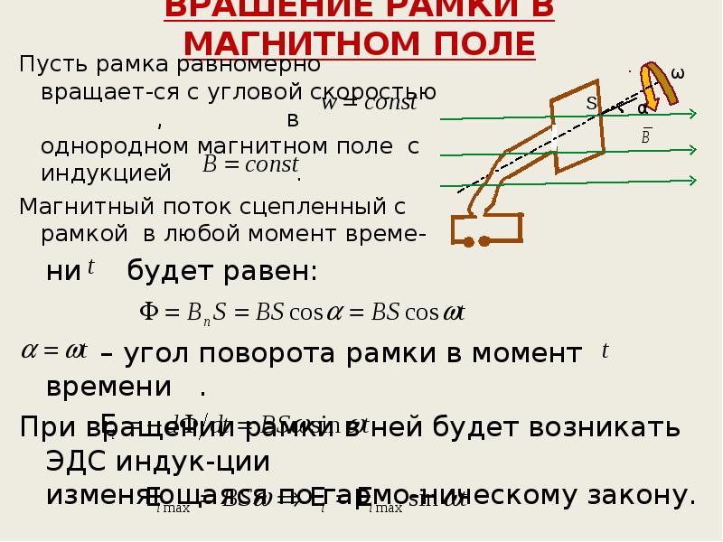 В однородном магнитном поле равномерно вращается