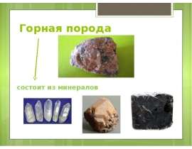 Горные породы: гранит, базальт