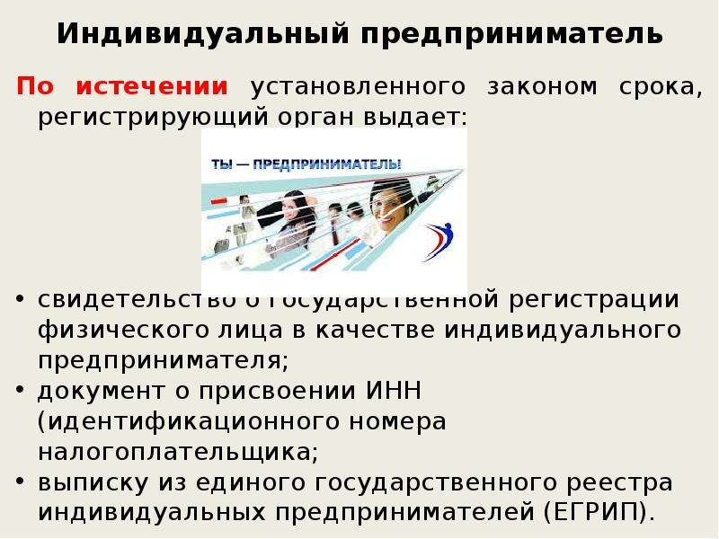 В какой срок регистрируют. Индивидуальный предприниматель правовое регулирование. Индивидуальное предпринимательство управление. Установленного законом срока. Закон периодичности.