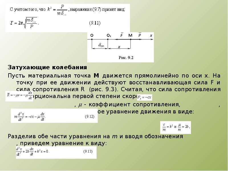 свободные колебания без учета сил сопротивления