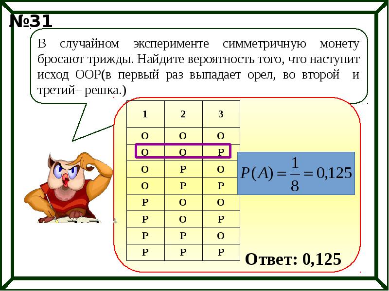 Монету бросают трижды. Монету подбросили три раза. Сколько различных исходов возможно?. Монету бросают три раза Найдите вероятность элементарного исхода Оро.