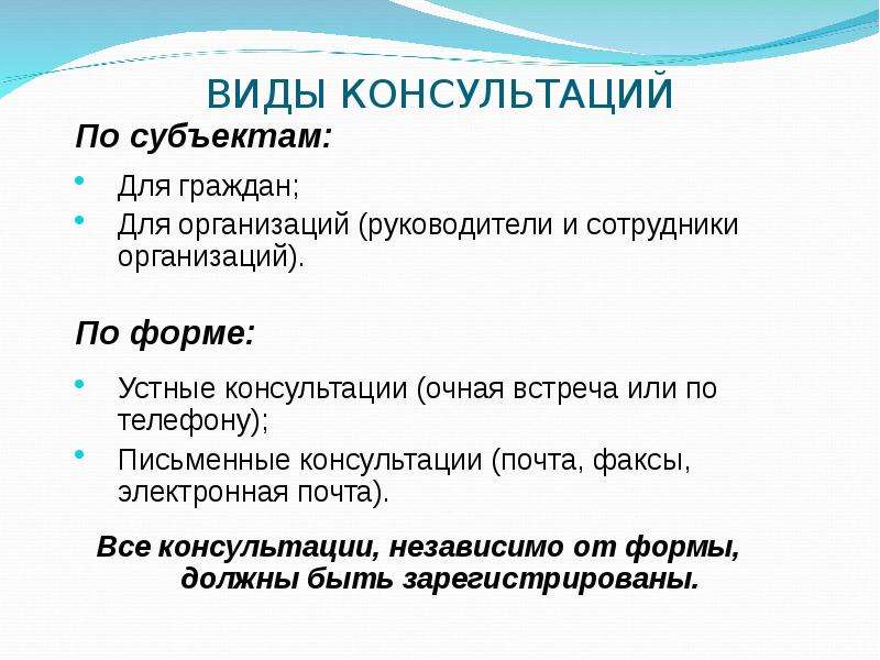 Устные и письменные консультации