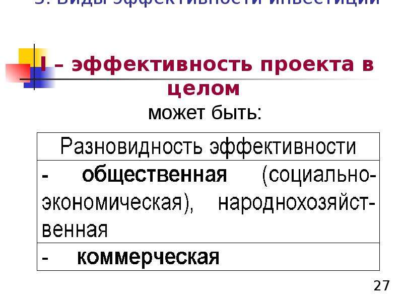 Общественная эффективность инвестиционного проекта