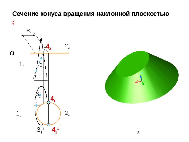 Сечения поверхности вращения плоскостью