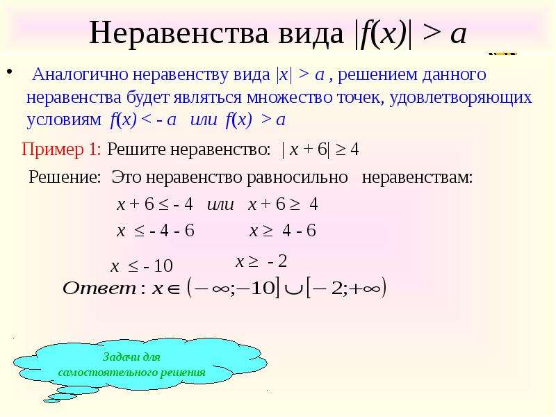 Виды неравенств