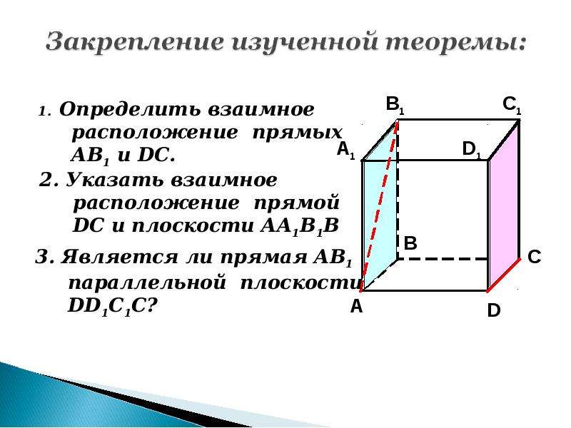 Взаимное расположение прямых куба