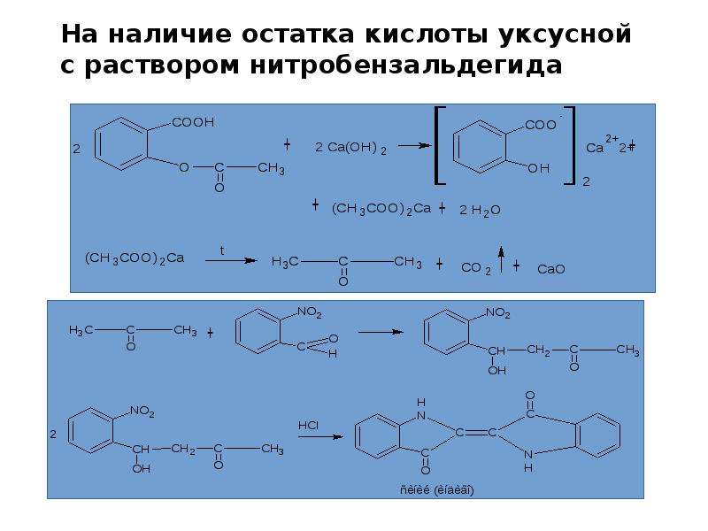 Наличие остатка. Кислотный остаток уксусной кислоты. Нитробензальдегид+ацетилсалициловая кислота. Реакция салициловая кислота и нитробензальдегид. Лекарственные средства с уксусной кислотой.