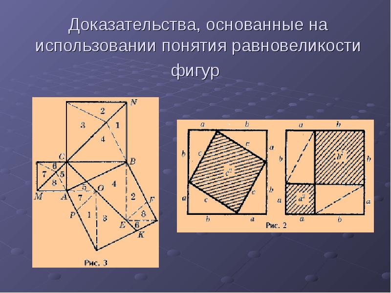 Чертеж пифагора. Равновеликость. Доказательство равновеликости. Равновеликость теорема. Метод равновеликости составленных фигур.