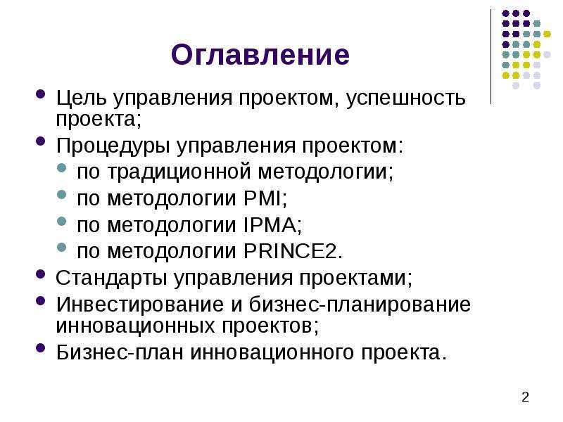 Цель управления проектом и успешность проекта