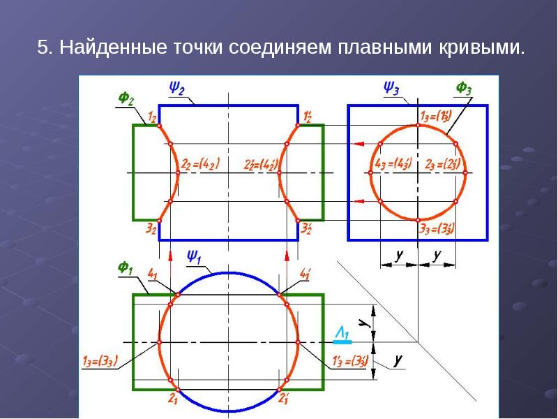 Линии пересечения чертеж. Найти точки пересечения кривых. Построение поверхностей онлайн. Нахождение точек на цилиндре. Пересечение линий квадраты.