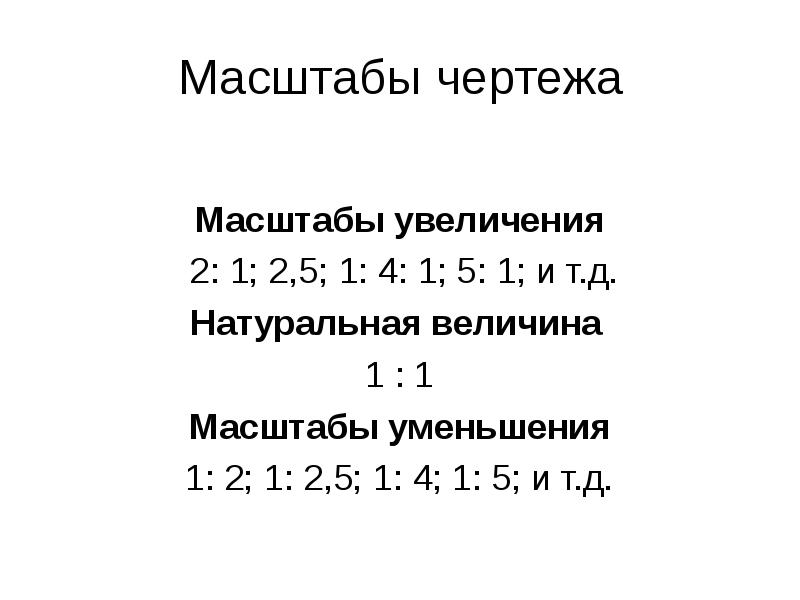 Виды масштаба чертежа