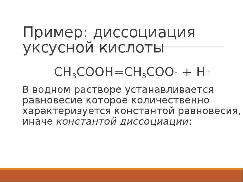 Схема диссоциации уксусной кислоты