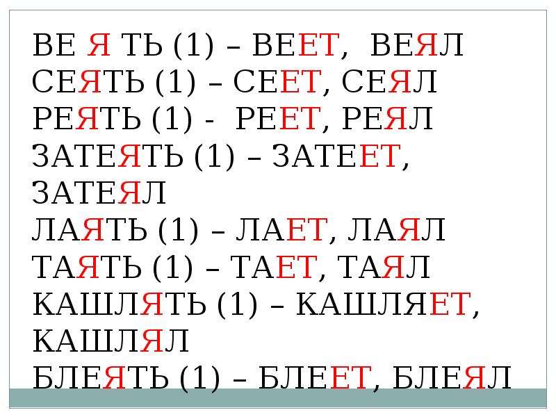 Глаголы на ять в прошедшем времени. Глаголы на ять. Глаголы на -ять список. Сложные глаголы на ять.