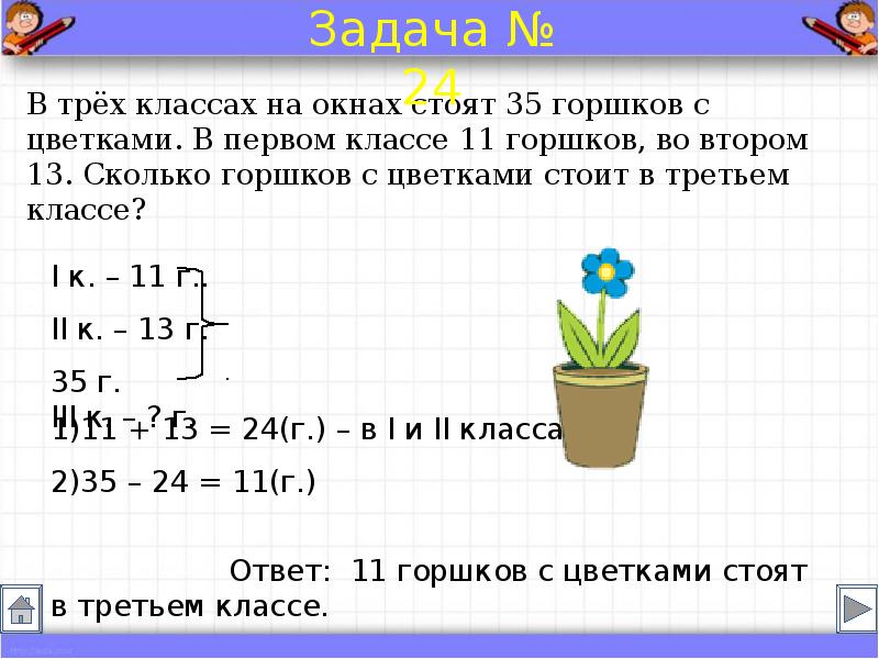 Краткая запись задачи 1 класс