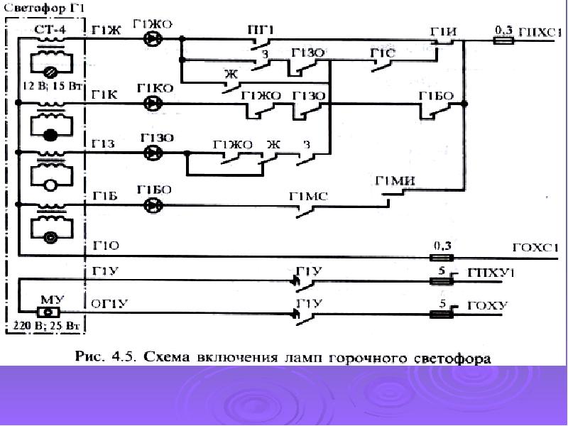 Схема подключения сигнальных ламп