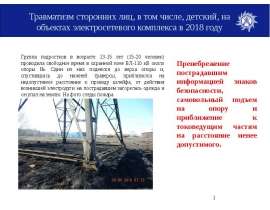 Травматизм сторонних лиц, в том числе, детский, на объектах электросетевого комплекса в 2018 году