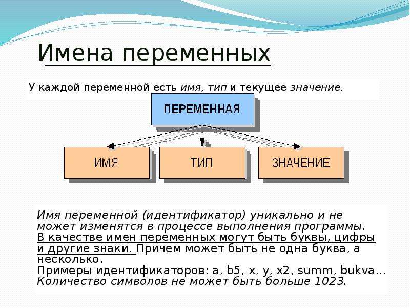 Переменная тип значение. Имена переменные. Переменные имена переменных. Имя Тип значение переменной. Правильные имена переменных в информатике.