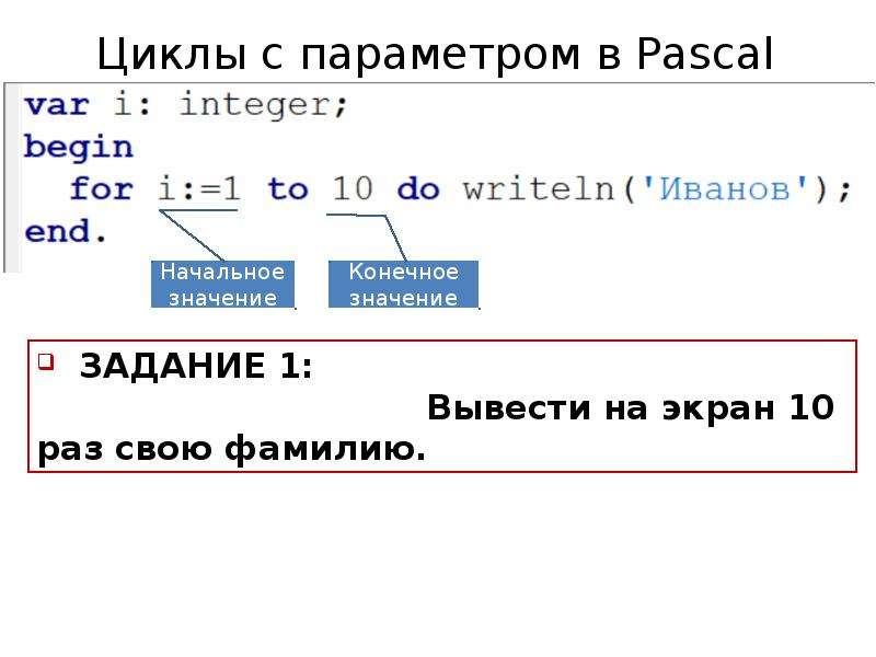 Презентация циклы в паскале 8 класс