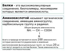Органические вещества. Белки, аминокислоты