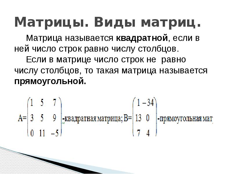 Виды матриц презентация