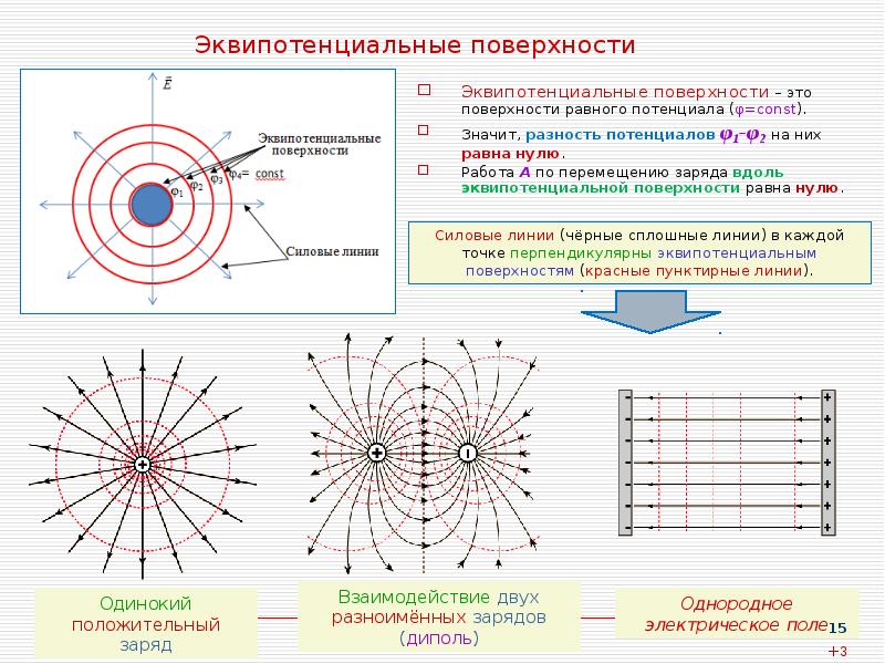 Картина силовых линий электростатического поля