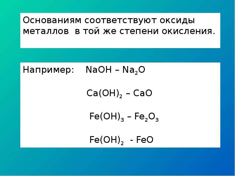 Наименование основания. Основание PBO. Название формулы PBO. Название оксида PBO. Названия оснований.