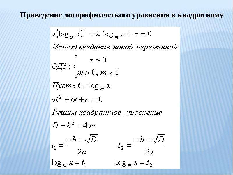 Решение логарифмических уравнений презентация