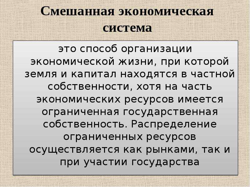 Смешанная экономическая система