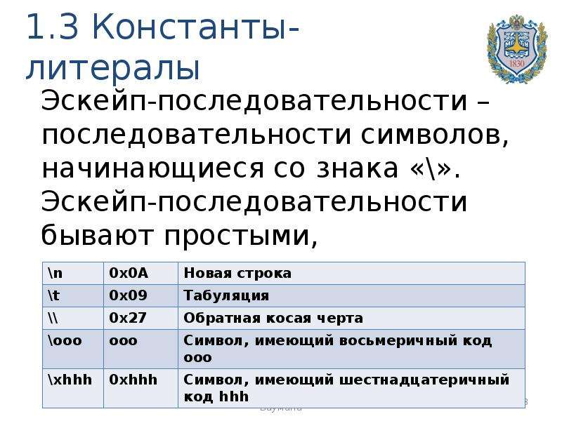 Литеральные константы