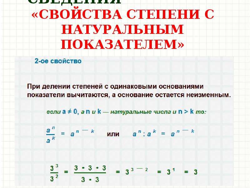 Степень с натуральным показателем 7 класс презентация