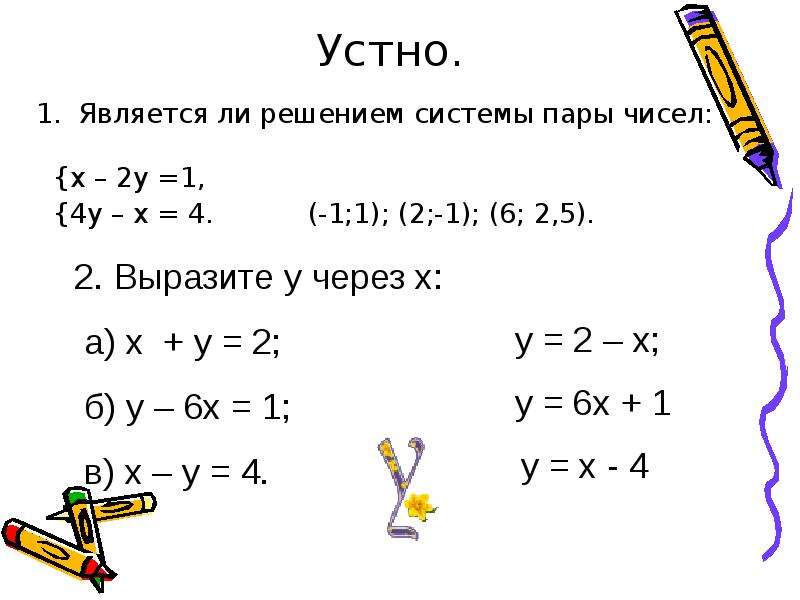 Является ли пара чисел решением системы