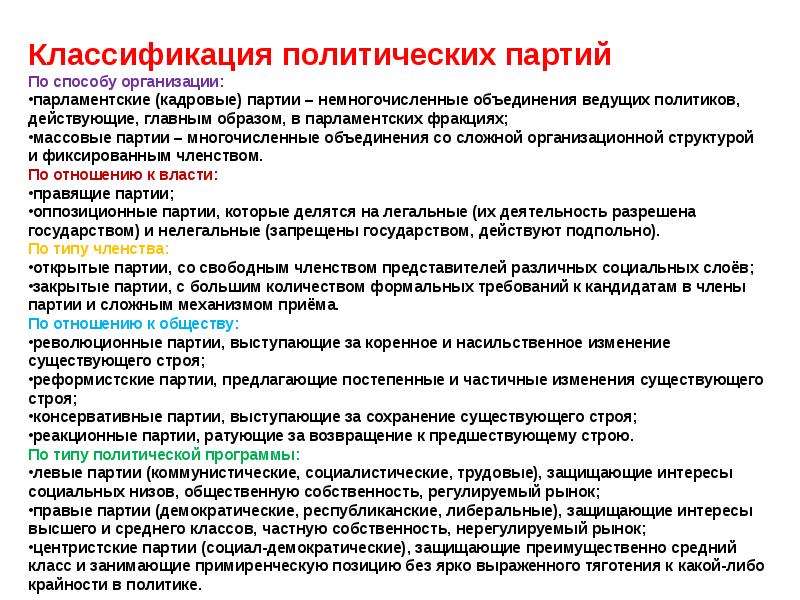 Кадровые партии это в обществознании. Классификация Полит партий по методам. Классификация партий по способу организации парламентские. Парламентские кадровые партии. Кадровая партия это в обществознании.