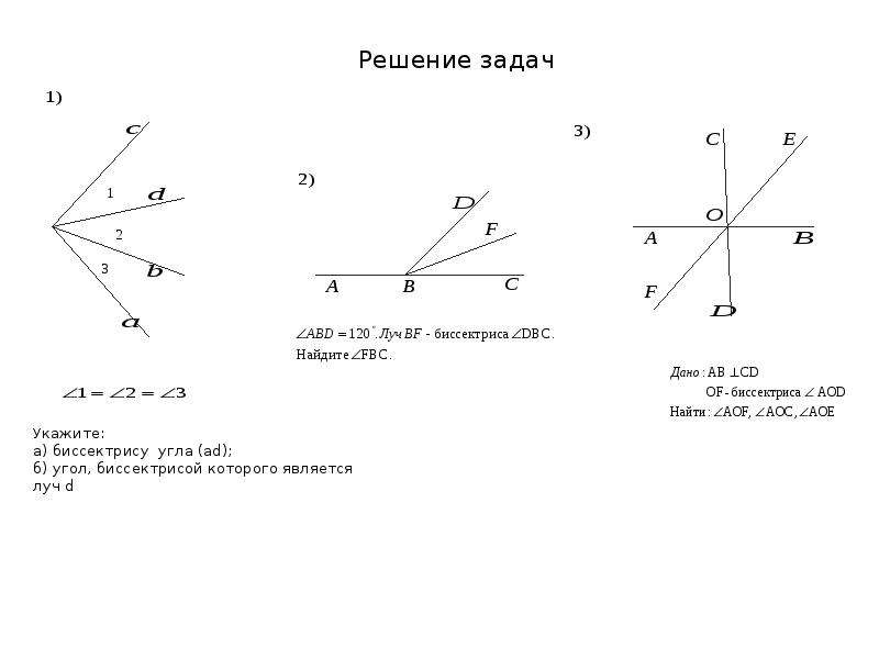 Какой луч называется биссектрисой угла сделайте рисунок геометрия 7 класс