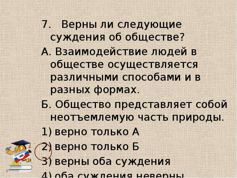 Верные суждения об обществе как системе