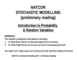 Probability Random Variables Preparatory Notes