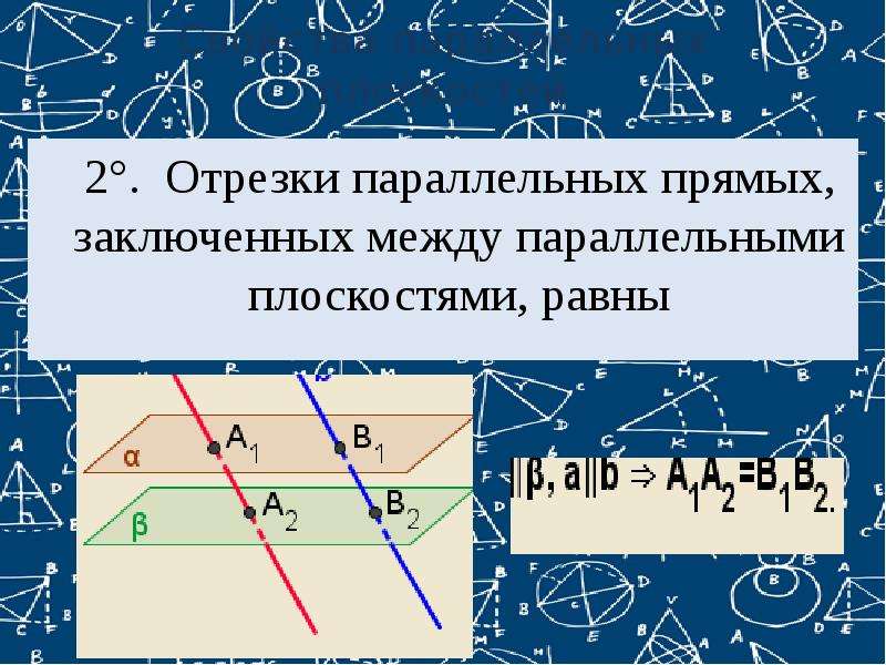 Прямые заключенные между параллельными плоскостями. Отрезки параллельных прямых. Отрезки заключенные между параллельными прямыми равны.