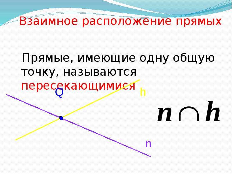 Сколько общих точек имеют две пересекающие прямые