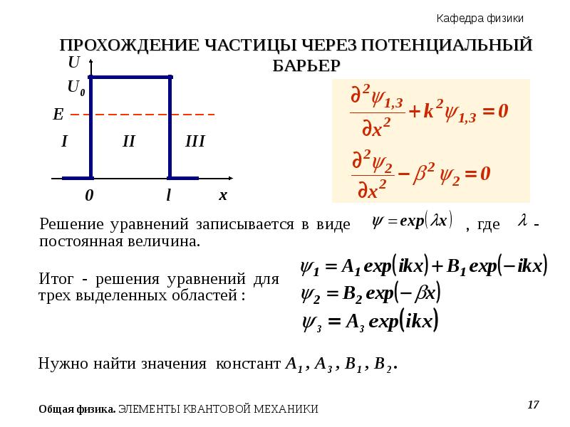 Частица находится. Граничные условия частицы в потенциальной яме. Одномерный потенциальный барьер. Вероятность прохождения частицы через потенциальный барьер формула. Прохождение частицы через потенциальный барьер.