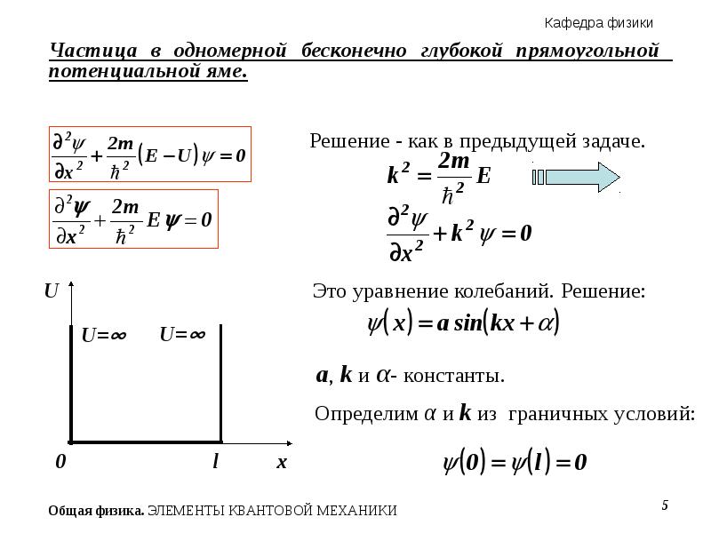 Одномерная потенциальная яма шириной l. Волновую функцию частицы в потенциальной яме для основного состояния. Одномерная прямоугольная потенциальная яма. Энергия микрочастицы в потенциальной яме. Основное состояние частицы в потенциальной яме.