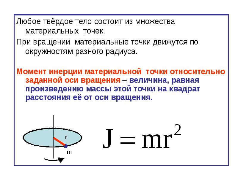 Что называется моментом инерции точки